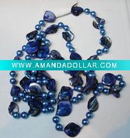 Wholesale charm and fashion assorted faceted shell and simulated pearl bead designer long costume bead necklaces