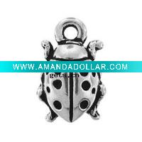 Wholesale Antique silver ladybug charms