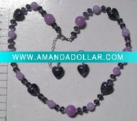 Wholesale charm and fashion assorted faceted glaze and glass beads designer long costume bead necklaces set