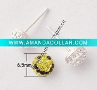 Wholesale ear stud,sterling silver ear stud inlay crystal rhinestone