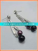 Wholesale Pendant earring dangle 2 beads fashion alloy jewelry