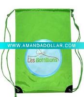 Wholesale 210D polyester drawstring backpack shoes bag with PVC curved bottom conner