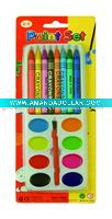 Wholesale 10pc Paint Set W/Brush & 8pc Crayons - A07689