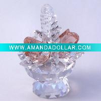 Crystal Basket of Coloured Flowers