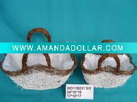 white rattan basket