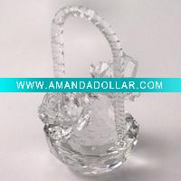 Crystal Basket of Coloured Flowers