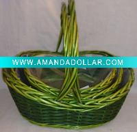 green color wicker basket with lining