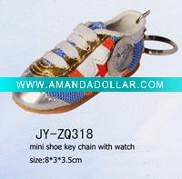 Wholesale sports shoes key chains with watch
