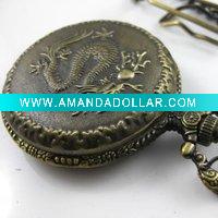 Wholesale [HB9005G] Bronze Antique Dragon Style Pocket Chain Watch Fashion watches top brand