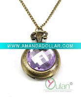 Wholesale Rhinestone Flowers Ladies Chain Watch Pocket Watch p-020
