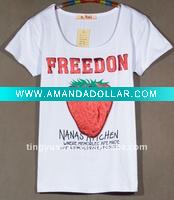Wholesale New hot! strawberry printing womens t shirt in summer
