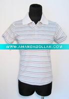 Wholesale 100% cotton yarn dyed with striped women t-shirt