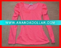 Wholesale Women puff sleeve multicolored t shirts/t shit/shirts korean design