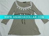 Wholesale Ladies' cotton knit long sleeve t-shirt