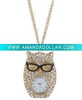 Wholesale Owl Watch Necklace
