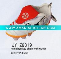 Wholesale football shoes keychain with watch