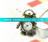 Wholesale new arrival copper coated robot pocket watch necklace/gift/pendent watch