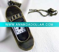 Wholesale Hot sale vintage vogue sliding plate pocket watch necklace