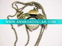 Wholesale Vintage Antique Bronze New Ladybug Pocket Quartz Pendant Watch Necklace