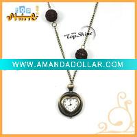 Wholesale Fashion Alloy Unique Chain Heart Pendant Quartz Watch Necklace D00561o