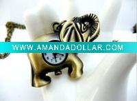 Wholesale Vintage vogue vivid elephant pocket watch necklace