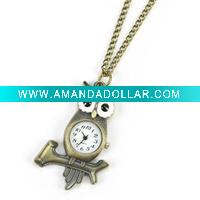 Wholesale Fashionable owl watch necklace NKE8029