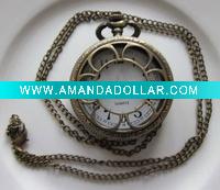 Wholesale Fashion Jewelry-New Style Hollow Out Flower Watch Necklace