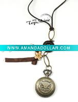 Wholesale Fashion Alloy Unique Chain Owl Shape Quartz Watch Necklace D00553o