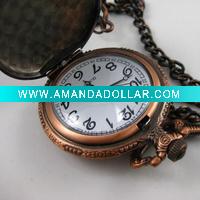 Wholesale [HB9003F]Free shipping Men antique cupreous Carp Style Bronze Quartz Pocket Watch with metal chain