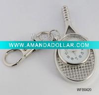 Watch key chain, tennis racket