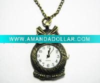 Wholesale Vintage Antique Bronze Owl Necklace Pendant Quartz Watch