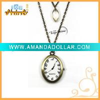 Fashion Alloy Unique Chain Oval Shape Quartz Watch Necklace D00560o