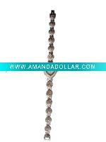 Rhinestone hand chain watch
