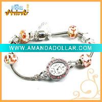 Wholesale Colorful Glass Bead Bracelet Bead Chain Wrist Watch 030584