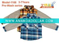 Wholesale ADE good quality washed cotton children shirts