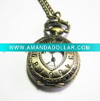 Wholesale Vintage Antique Bronze Dia 27mm Round Heart Cover Watch Pendant Necklaces