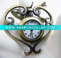 Wholesale Fashion delicate hollow heart antique watch necklace