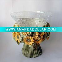 Wholesale polyresin sunflower glass tray