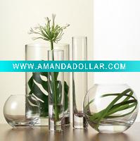 Clear Glassware Vase, Cylinder Glass Vase and Balll shape Vase