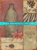 Wholesale 14"x10.4" Painted Vase with Flower Classical Tin Signs