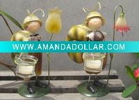 Wholesale Metal snail w/glass candle holder