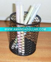 Wholesale metal mesh pen holder,pencil vase,office stationery set