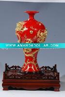 Red porcelain vase