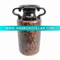 ceramic double ears flower vase with lace pattern