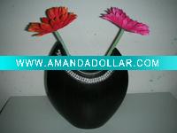 wooden antique vase with diamonds