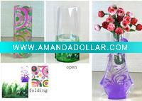 Wholesale jindeli plastic foldable flower vase with beautiful printing