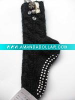 Wholesale hand knitted anti Slip sock with jewel and dots