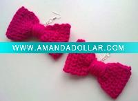 Wholesale Pink bow crochet earrings