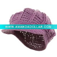 Wholesale ladies crochet winter hat with visor