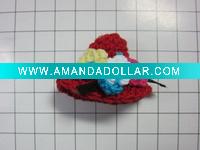 Wholesale red exquisite hand crochet wool cap with beautiful flowers